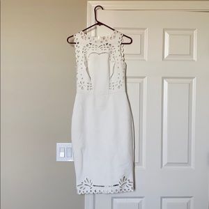 Ted Baker White Scalloped Edge Knit Cocktail Dress